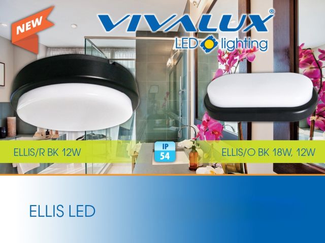 Black colour waterproof ceiling fixtures ELLIS LED IP54