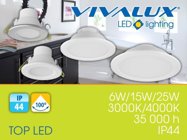 Влагозащитени LED луни за вграждане със степен на защита IP44 - TOP LED 6W, 15W, 25W