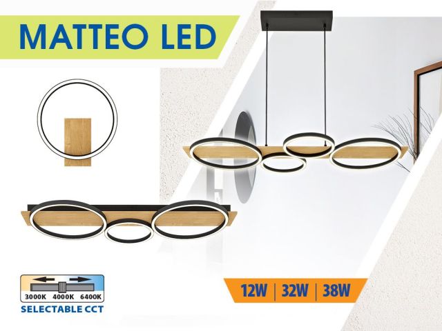 MATTEO LED series of lighting fixtures – modern lighting with natural materials
