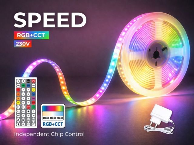 RGBIC+CCTIC LED strip SPEED with adapter and built-in controller