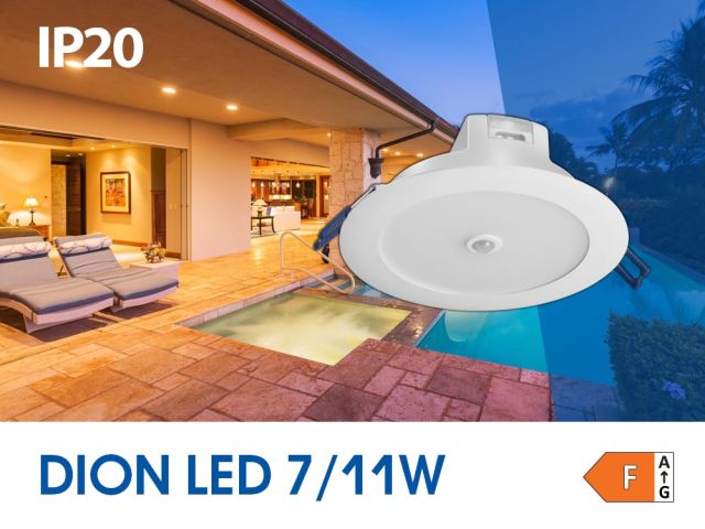 Серия LED луни за вграждане DION LED със сензор за движение