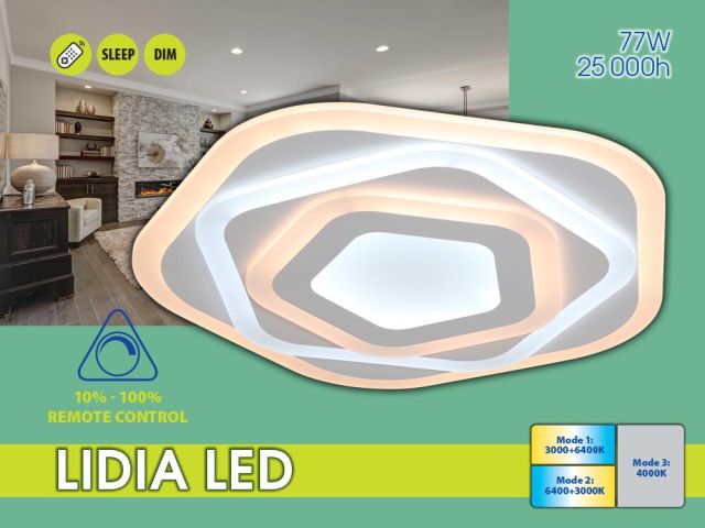 Мултифункционална декоративна LED плафониера LIDIA LED