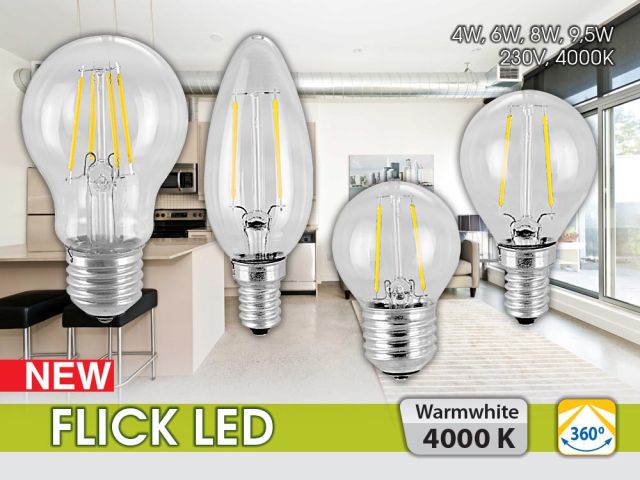 New filament LED lamps in the FLICK LED series