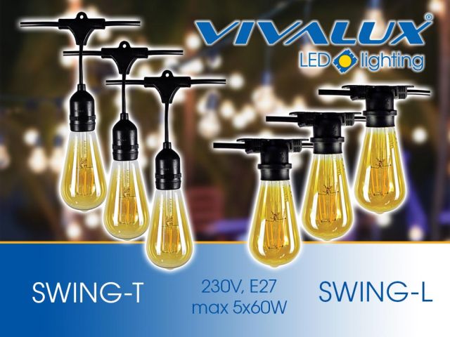 Вериги за външно осветление SWING 5 x E27 IP44