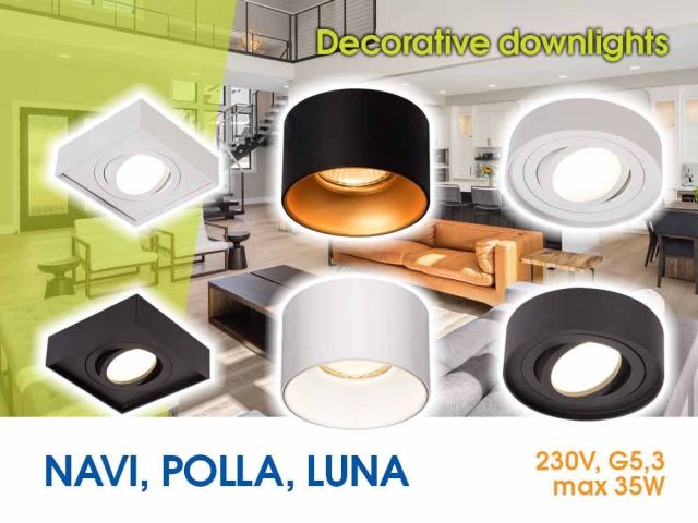 Нови серии декоративни луни за вграждане POLLA, NAVI, LUNA