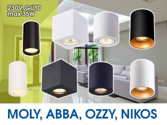 New series decorative downlights for surface mounting NIKOS, ABBA, OZZY, MOLY