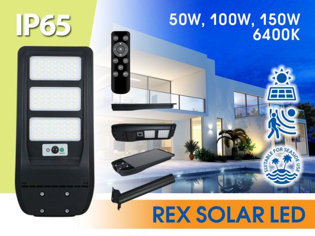 Solar street LED fixtures REX SOLAR LED with motion sensor