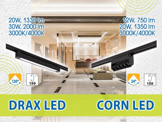 New series LED linear spots for track lighting DRAX LED/CORN LED