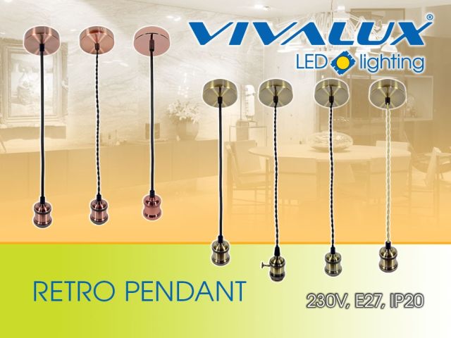RETRO chic metal pendants VIVALUX with textile cable