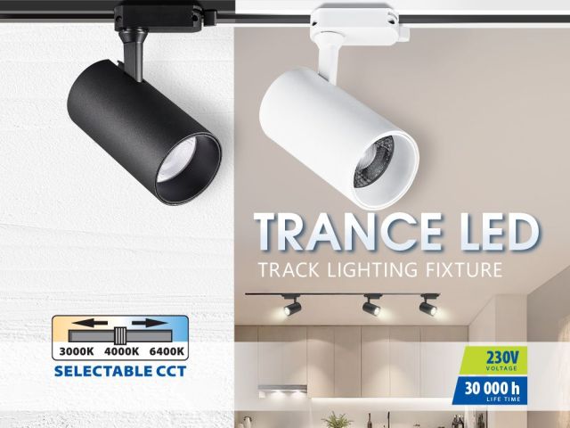 Серията LED прожектори за релсов монтаж TRANCE LED вече е с възможност за избор на цветната температура CCT