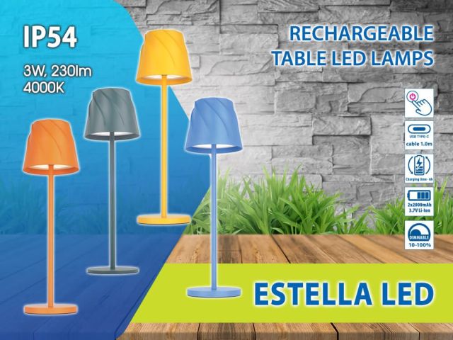 Rechargeable dimmable table LED lamps ESTELLA LED