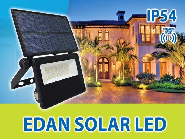 EDAN SOLAR LED - високоефективен соларен прожектор с микровълнов сензор