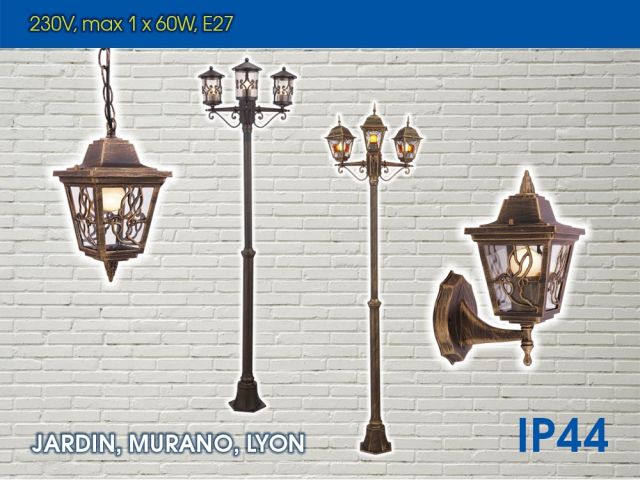 Нови възможности за осветление в сериите LYON, JARDIN и MURANO