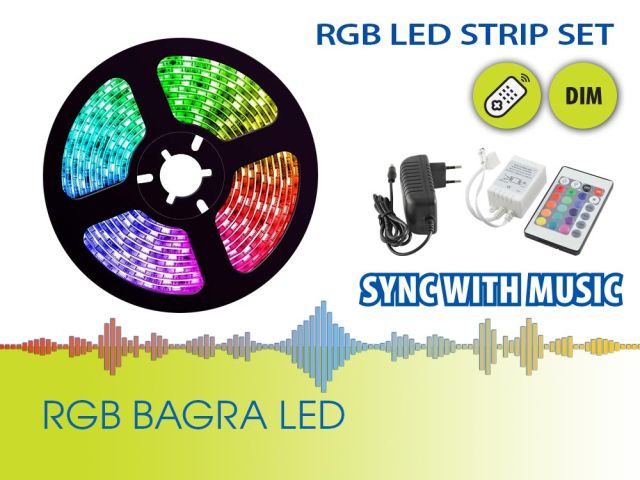 Комплекти RGB BAGRA LED ленти с контролер и захранване