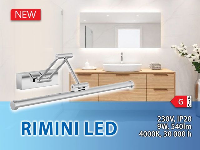 New bathroom lighting fixture RIMINI LED chrome