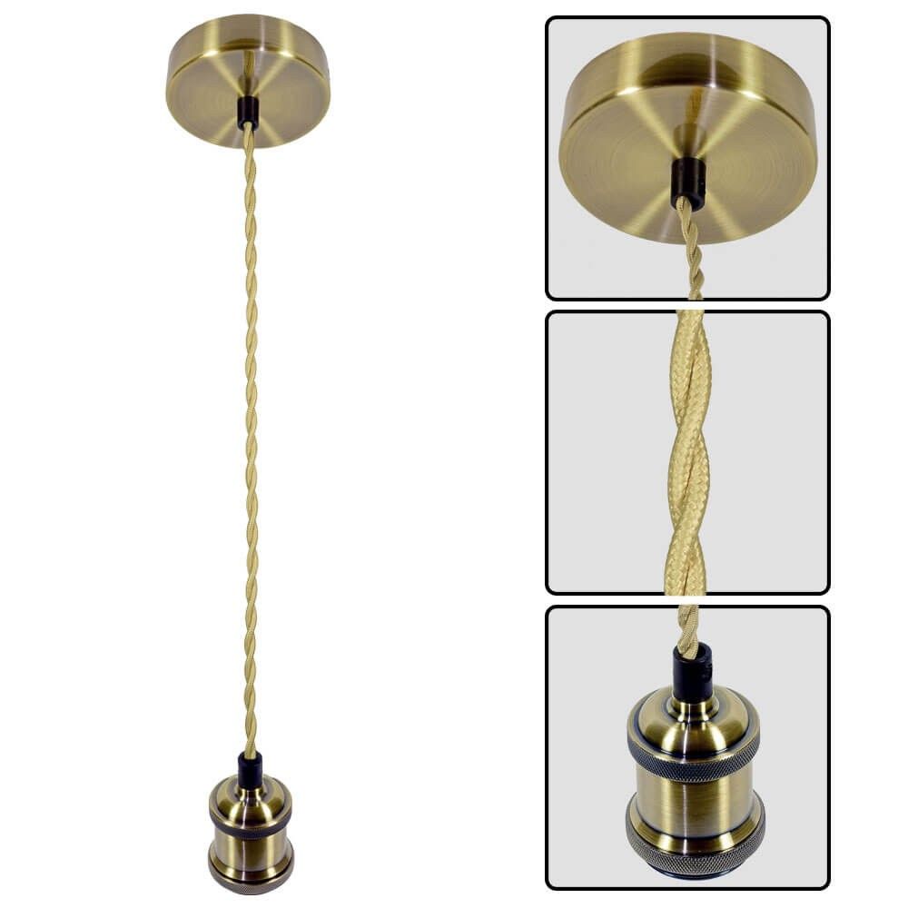 Pendant RETRO ∙ R6002 ∙ antic brass/beige twisted cable