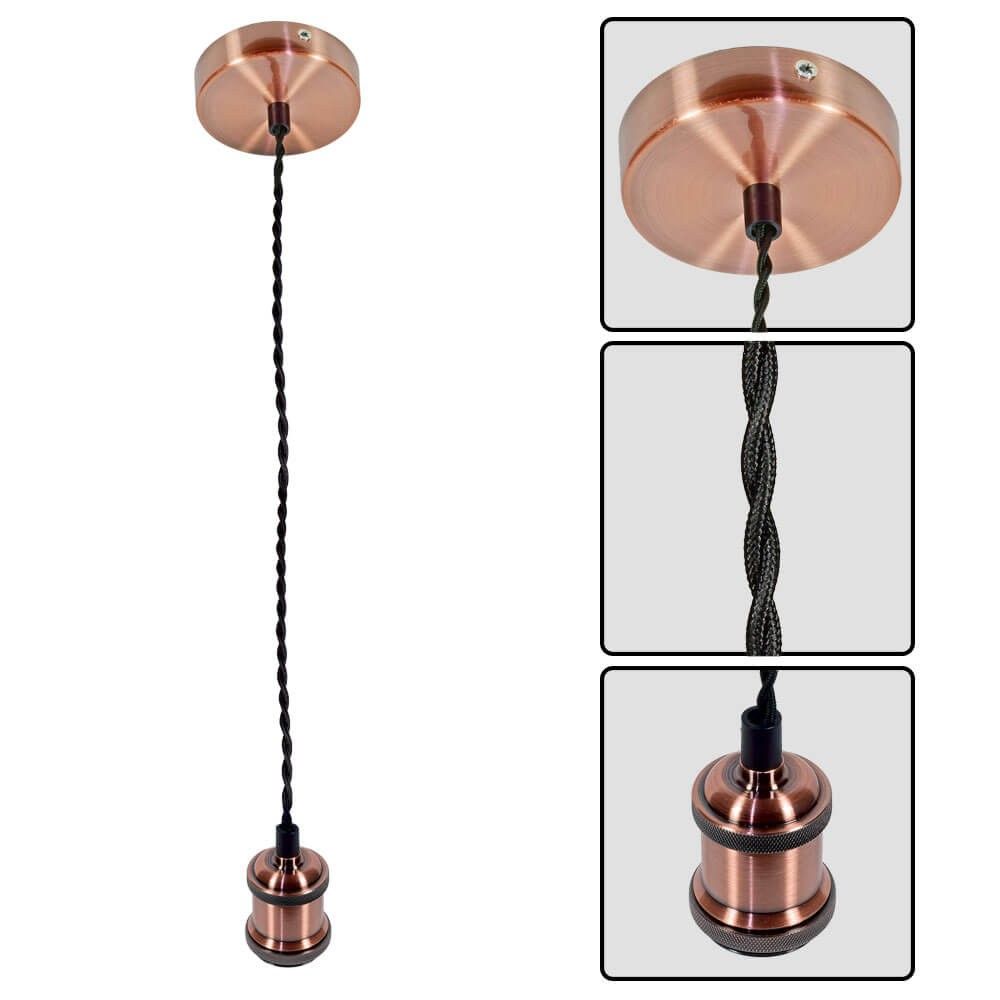 Pendant RETRO ∙ R6002 ∙ antique copper/black twisted cable