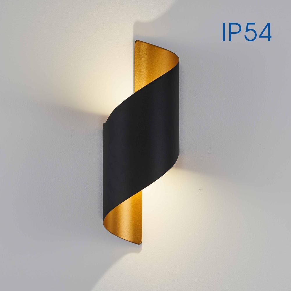 LED фасаден аплик APOLLO LED ∙ 2x5W ∙ черно/златно ∙ 4000K ∙ IP54