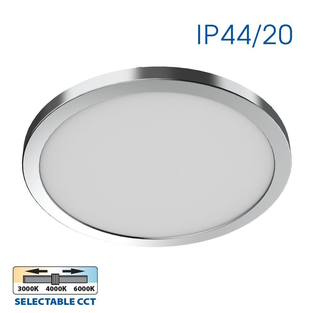 LED lighting fixture NEBULA LED ∙ 12W-18W-24W ∙ chrome ∙ CCT-switch ∙ 3000K-4000K-6000K