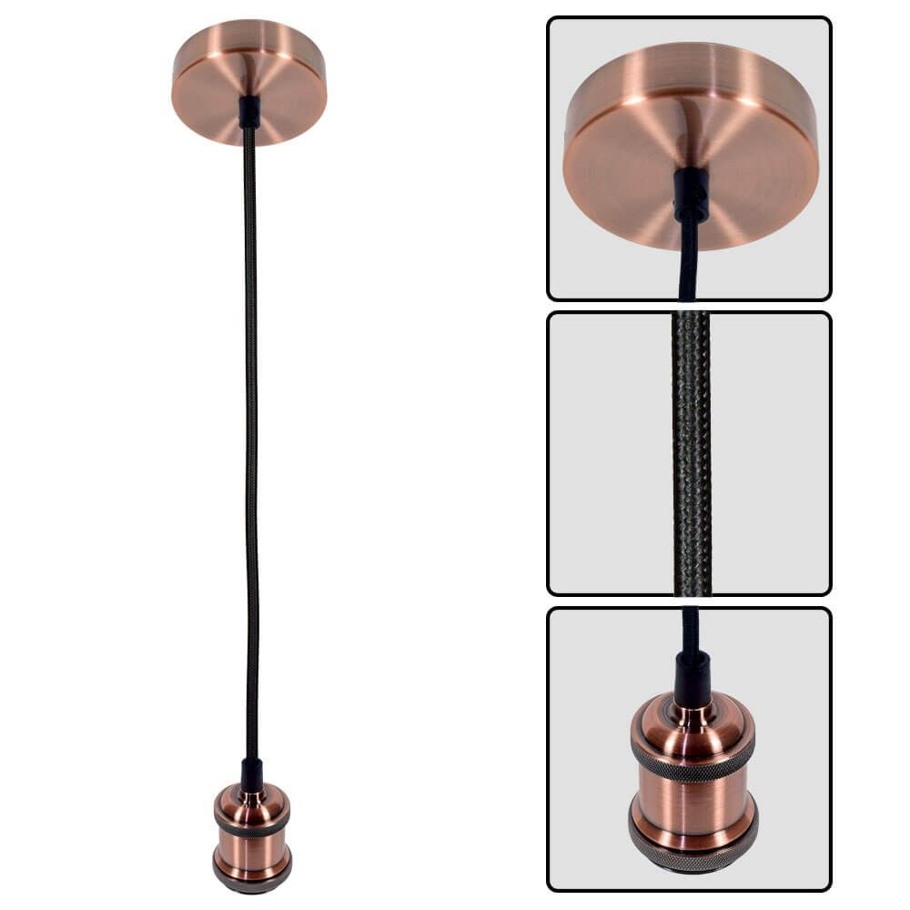 Pendant RETRO R6001 antique copper/straight textile black cable