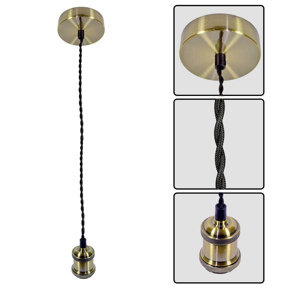 Pendant RETRO ∙ R6002 ∙ antique brass/black twisted cable