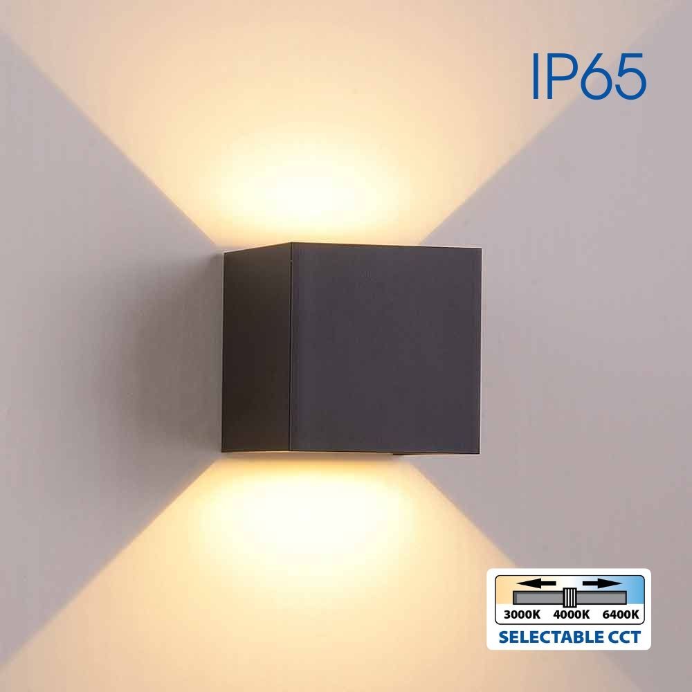Wall light STARK LED ∙ 2 x 3W SQ ∙ black ∙ CCT-switch ∙ 3000K-4000K-6400K ∙ IP65