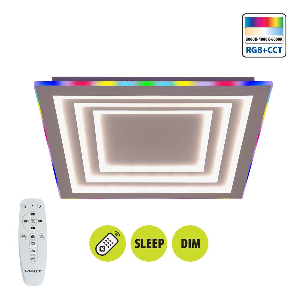 Мултифункционална LED плафониера с дистанционно DAKOTA ∙ 102W ∙ RGB+CCT ∙ 3000-6000K