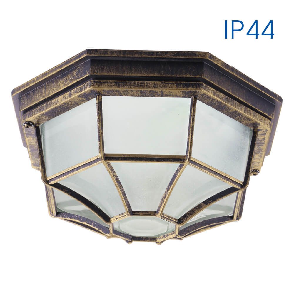 Плафониера BERLIN ∙ 1 x E27 ∙ антично злато  ∙ IP44