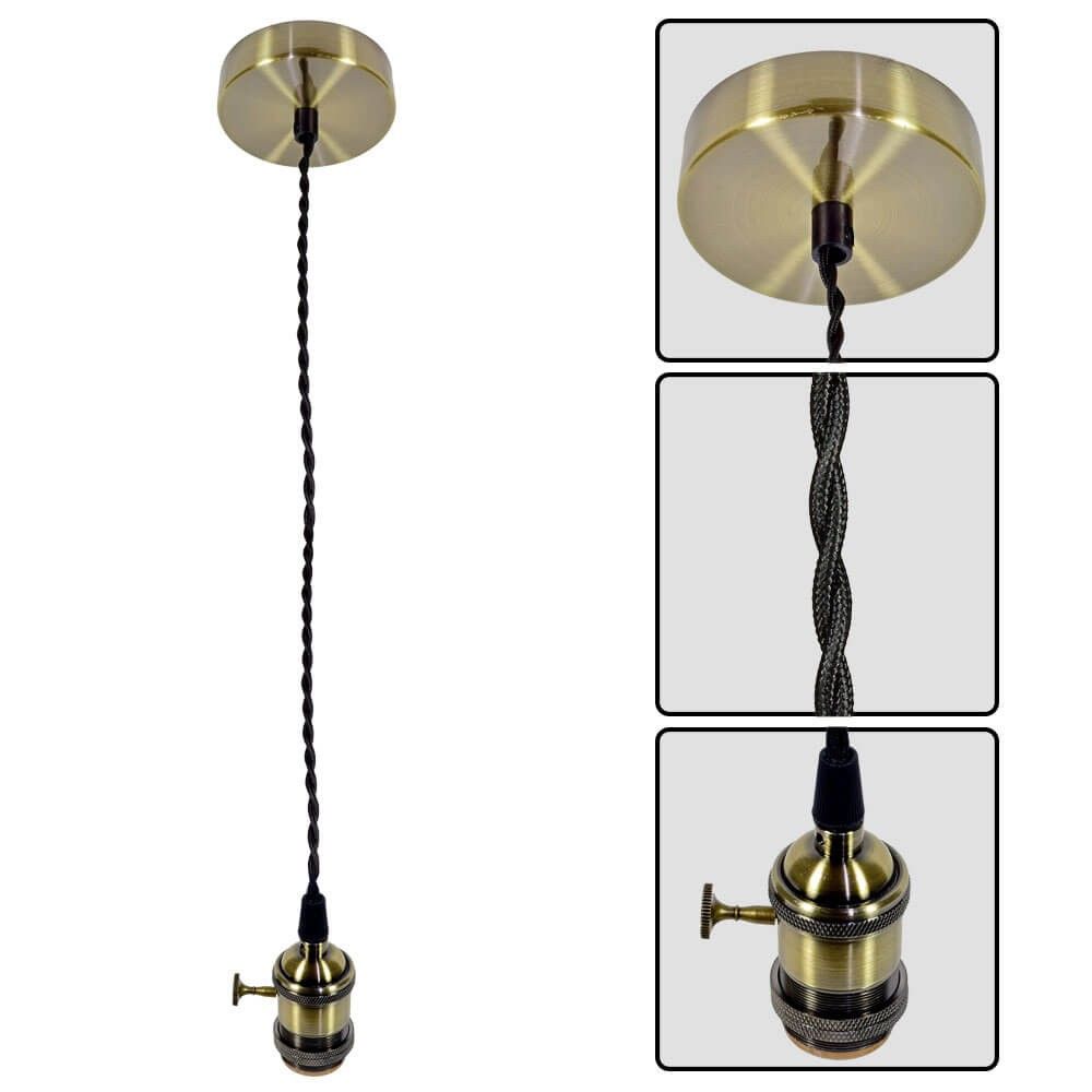Pendant RETRO ∙ R6012 ∙ antique brass/black twisted cable